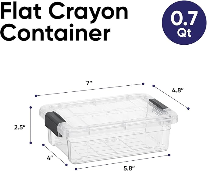 Superio Mini Storage Container Plastic Crayon Box Art Supplies and Sewing Case Stackable Clear Small Organizer for Beads, Stationery, Chalk, and Food, 0.7 Quart, 2 Pack