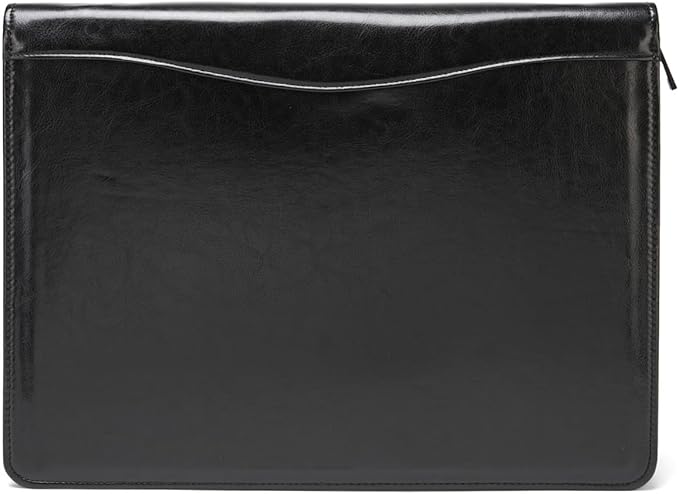 Geslun Vegan Leather Portfolio, Legal Size 8.5 x 14 Pad Holder, Business Padfolio for Men and Women, Zippered 14" Laptop Organizer, Executive Professional Work Travel Notepad Folio, Black
