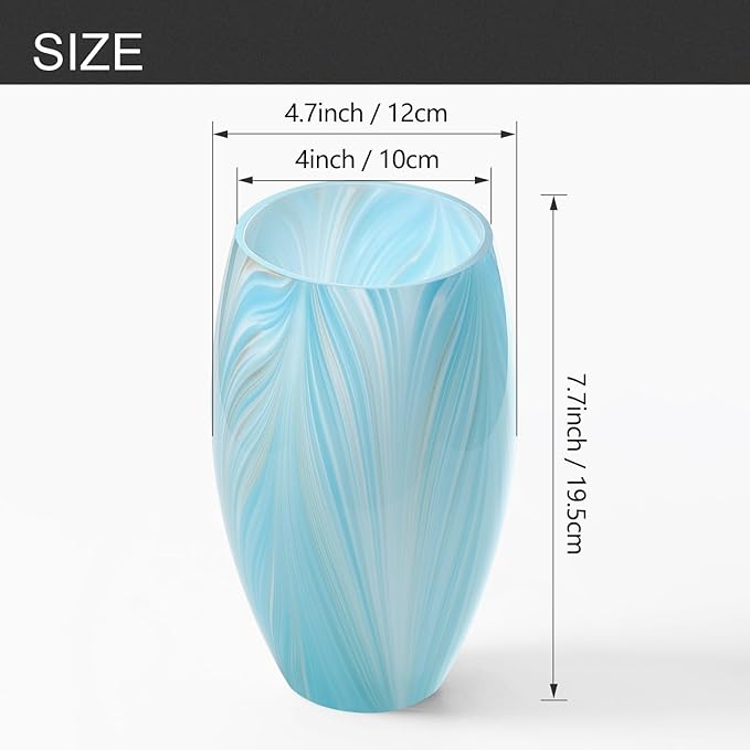 Fixture Replacement Globe Shade,Lampshade for E26 Base 1-5/8 Inch Fitter, Color Art Glass Oval Lampshade Cover for Pendant Kitchen Wall Sconce Chandelier Vanity Light (3, Blue and Gold)