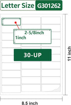 Gemsroyal 1”×2-5/8" Address Labels Printable,1×2-5/8 inch Shipping Label Stickers for Laser/Inkjet Printer,Matte White Small Mailing Sticker Paper,40 Sheets,30-UP,1200 Blank Labels