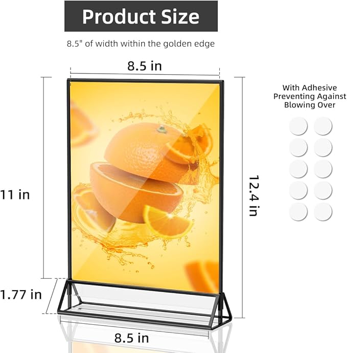 PPH-Sisy Acrylic Sign Holder 8.5X11 Clear Sign Holder,Double Sided Flyer Holder, Table Menu Holder Display Stand for Wedding Table Number Black (6pcs)