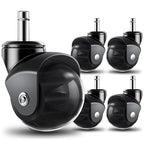 RidRed Office Chair Wheels Replacement Heavy Duty 2 Inch Roller Blade Wheels for Carpet Hardwood Floors,Support 2000 LB, Rubber Rollerblade Desk Chair Casters, Standard Stem Universal Fit, Set of 5