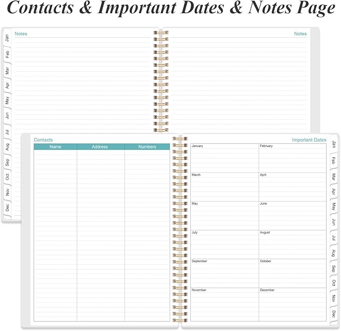 2026 Daily & Monthly Planner - One Page Per Day, Daily Planner from January 2026 - December 2026, Planner 2026 with 12 Monthly Tabs, 8.5" x 11", Rose Leaf