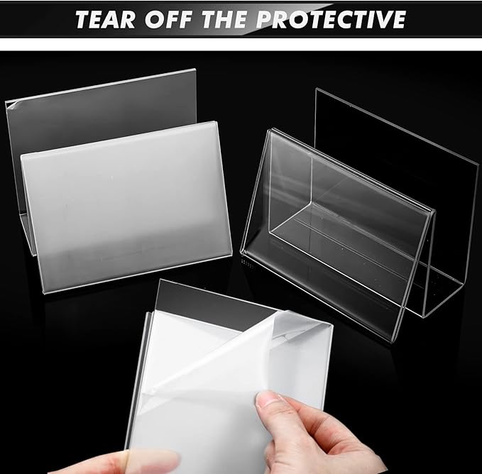 Crtiin 3 Pcs Clear Acrylic Postcard Holder Business Card Holder Greeting Card Display Clear Business Stand Rack for Index Organizer Desk Table Home Office, 6 x 4.25 x 4.5 Inches