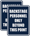 Portrait Round Backstage Personnel Only Beyond This Point Door or Wall Sign Easy Installation | Music | Concert | Festivals Sign (Navy Blue/White) - Medium (2 Pack)