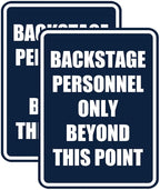Portrait Round Backstage Personnel Only Beyond This Point Door or Wall Sign Easy Installation | Music | Concert | Festivals Sign (Navy Blue/White) - Medium (2 Pack)