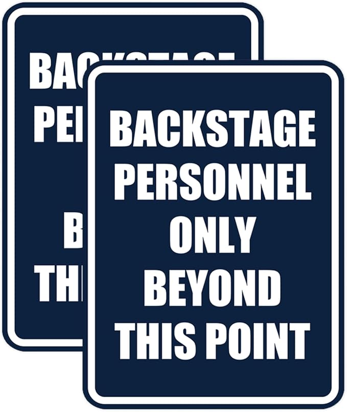 Portrait Round Backstage Personnel Only Beyond This Point Door or Wall Sign Easy Installation | Music | Concert | Festivals Sign (Navy Blue/White) - Medium (2 Pack)