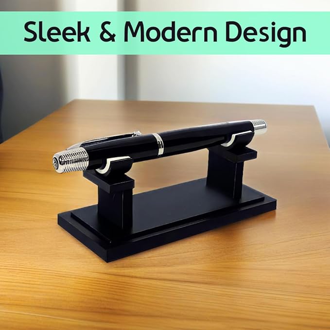 Fountain Pen Holder for Desk | Vintage Acrylic & Metal Organizer Stand | Pencil Holder for Table and Office Pen Holder for Desk Display