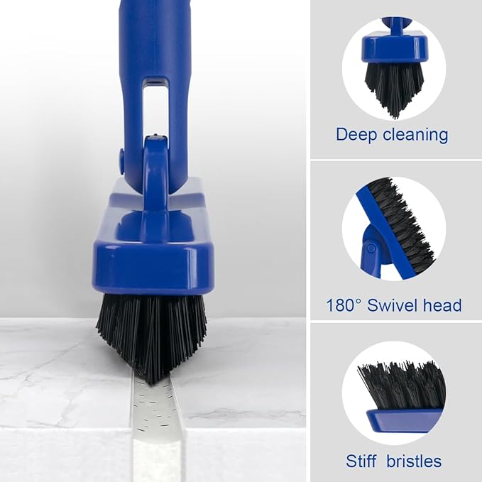 CELOX Grout Brush with Long Handle, Tile Grout Cleaner Brush for Tile Floors, for Shower Tile, for Cleaning Grout, Blue