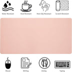 Bloss Pink Desk Mat, Waterproof Non-Slip Leather Desk Pad, Large Mouse pad, Computer Mat for Desk, Pink Desk Accessories Easy Clean for Office/Home(35.4×15.7 Inches)