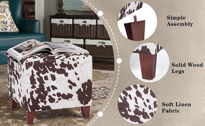 Edeco Ottoman with Square Cube Design, 16 Inch Footstools and Ottomans Small, Large Load Capacity, Square Foot Rest Ottoman for Living Room