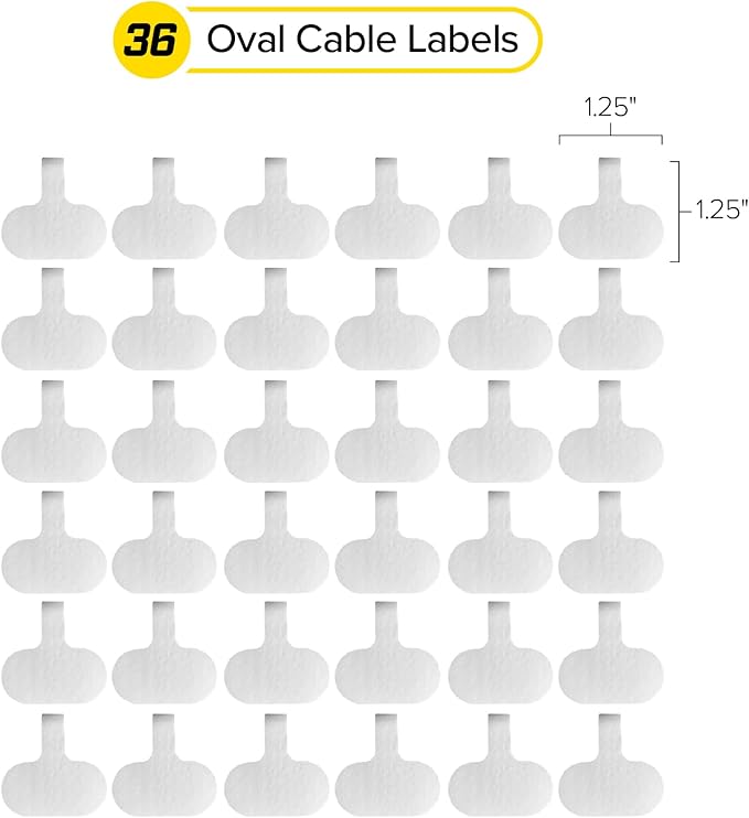 Cable Labels by Wrap-It Storage, Regular, White (36 Pack) - Write On Cord Labels, Wire Labels, Cable Tags and Wire Tags for Cable Management and Electronics, Computers. Great Stocking Stuffer