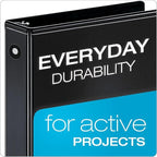 Cardinal Economy 3-Ring Binders, 1.5", Round Rings, Holds 350 Sheets, ClearVue Presentation View, Non-Stick, Black, Carton of 12 (90630)