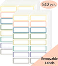 STARLIBOO Removable Labels, Removable Colored Labels Stickers, Self-Adhesive Rectangular Stickers Water/Oil/Tear Resistant for Food Containers/Classroom/Storage (8 Colors, 512 Labels)