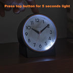 Tinload 4.3" Retro Analog Alarm Clock, Vintage Decor, No Ticking Silent, Easy to Set, Gradual Rise Alarm, On/Off Switch on Side, Gentle Wake, Snooze, Lighted on Demand, Battery Operated, Retro Black