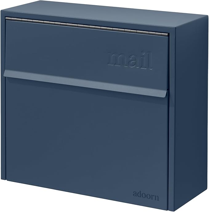 Wall Mount Mailbox - Small, Anti-Theft Locking Mailbox, Weatherproof Mailboxes for Outside The House, 13.5" H x 15" L x 5.5" D (Navy)