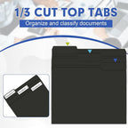 File Folder, HERKKA 30 Pack 1/3 Cut Tab File Folders, File Folders Great for Organizing and Filing, Letter Size, Black