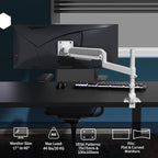 GUZHIKU Monitor Arm for 17 to 60 inch, Hold 44 lbs, Fully Adjustable Heavy Duty Desk Mount, Monitor Stand Fit 57 55 49", Ultrawide Monitors Bracket Clamp/Grommet Base VESA 75x75/100x100 (White)