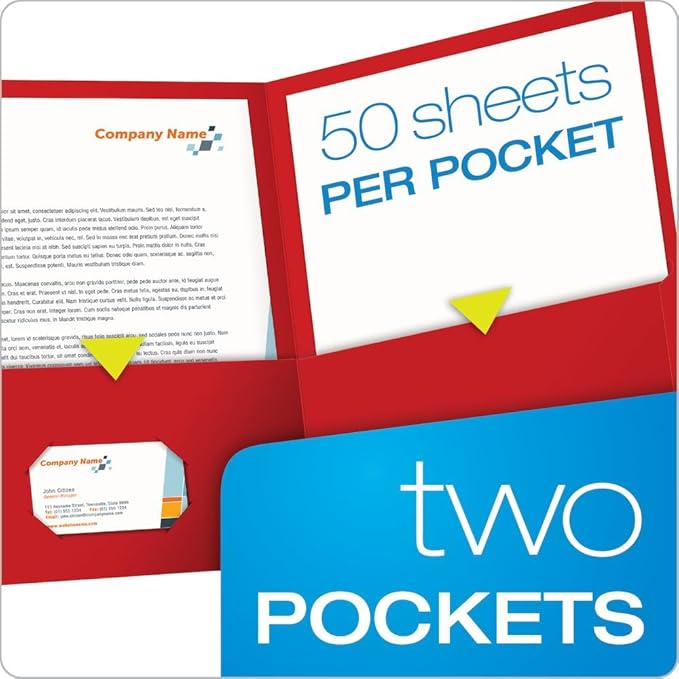 Oxford Twin-Pocket Folders, Textured Paper, Letter Size, Red, Holds 100 Sheets, Box of 25 (57511EE)