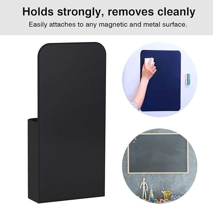 MoKo Magnetic Dry Erase Marker Holder, [4 Pack] Pen/Pencil/Magnets/Dry Erase Marker Storage Organizer for Home Refrigerator, Office Glass Whiteboard, Locker and Other Magnetic Surfaces, Black