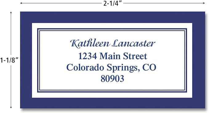 Colorful Images Navy Crisp Border Return Address Mailing Labels, Personalized with Names & Addresses, Set of 144 Custom Self Adhesive, Easy Peel Flat Label Sheets, 1-⅛ ”x 2-¼” Size