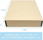 Lineco Museum Archival Storage Box, 11.75x15.25x3 in. Drop Front Design. Acid-Free with Metal Edge. Organize Photos, Pictures, Prints, Documents, Crafts, DIY. Tan, 1 Pack