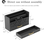 WISUCART Bamboo Mail Organizer Countertop Wood Desk Organizer Drawer Tabletop Storage Box Letter Sorter Makeup Organizer for School Home Office Supplies Black