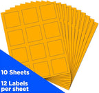 JAM PAPER Product & Container Labels - Square - 2 x 2 - Neon Orange - 120/Pack