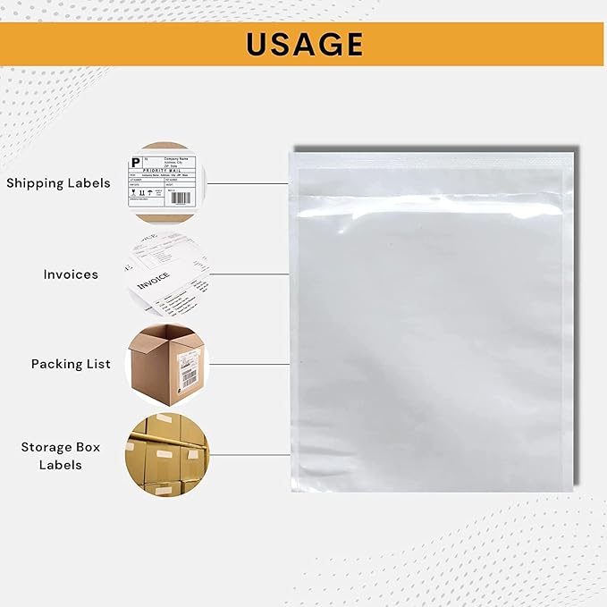 5000 Pack 6"x9" Shipping Label Sleeves – Clear Self-Adhesive Packing Slip Pouches, Waterproof Packing List Envelopes – Ideal for Shipping Documents, Mailing Labels, Invoices & Packing Slips