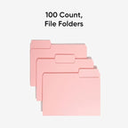 Smead Standard File Folders, 100 Count, Pink, 1/3-Cut Tabs, Letter Size (12643)