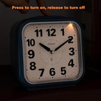 Tinload 5.5" Large No Ticking Analog Alarm Clock,Silent Readable for Seniors,Easy to Set,Gradual Rise Alarm,Big Numbers,Gentle Wake,Snooze, Lighted on Demand,Battery Operated,Blue