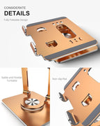 Tablet Stand Holder with Thickened 360°Rotating Base Dual Rod Adjustable Aluminum Stand for All 5.8-12.9” iPad Samsung Phone Tablet Kindle E-Reader and More, Rose
