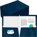 Yeaqee 100 Pack 2 Pockets Glossy Laminated Paper Folder First Day of School Presentation Folder Letter Size Two Pocket File Portfolio Holder Back to School Items Bulk for Teacher Office (Navy)