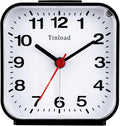 Tinload Small Battery Analog Alarm Clock Silent Non Ticking, Ascending Beep Sounds, Snooze,Light Functions (Black-B)