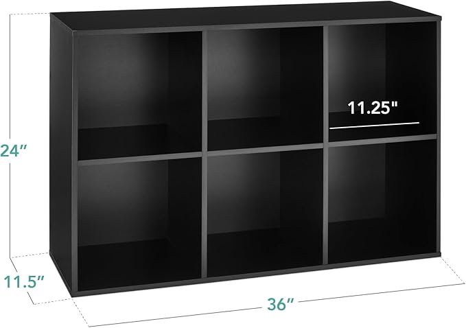 Best Choice Products 6-Cube Storage Organizer, 11in Shelf Opening, Bookcase, Display Shelf, Customizable w/ 3 Removable Back Panels – Black