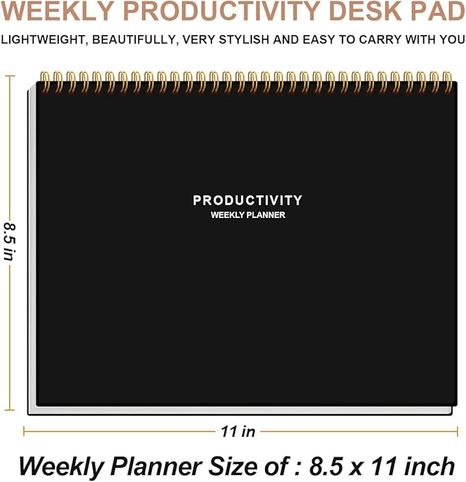 (3-Pack) Weekly Productivity Planner - 8.5" x 11" Dashboard Desk Notepad Has 6 Focus Areas to List Tasks for Goals, Projects, Clients, Academic or Meal-Organize Your Daily Work Efficiently, 54 Weeks