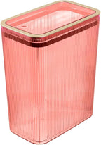 Glad Bathroom Trash Can, 2.6 Gallon (10L) - Slim Plastic Waste Basket with Pop-Up Lid and Bag Ring - Colored Clear Trash Can for Bedroom, Office, College Dorm - Blush