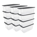 Sterilite 12-Pack Modular Stacker Box, Durable Clear Plastic Storage Bins with Latching Lids, 200 Quart - Stackable Organizing Container Boxes for Closet, Bathroom, and Office