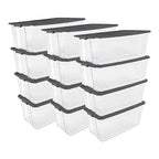 Sterilite 12-Pack Modular Stacker Box, Durable Clear Plastic Storage Bins with Latching Lids, 200 Quart - Stackable Organizing Container Boxes for Closet, Bathroom, and Office