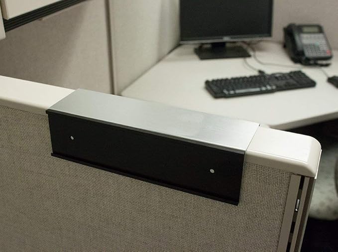 Over the Cube The Original Quality Aluminum, Changeable Cubicle Nameplate Holder, Satin Silver Base, and Matte Black Name Plate Holder, (2.25" cubicle wall depth) - Made in the USA