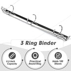 3 Ring Binder 0.5 Inch, PANDRI 12 Pack 0.5-Inch Binder Fits Letter Size 8.5'' x 11'' Paper, Versatile Binders for Office Home School, 2 Pockets, White
