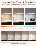 SEOUFRDZ LED Desk Lamp with Base, 24W Brightness Touch Control Desk Light for Home Office, Eye-Caring Tall Adjustable Architect Lights for Reading, Drawing, Crafts, Gaming, Workbench, Study