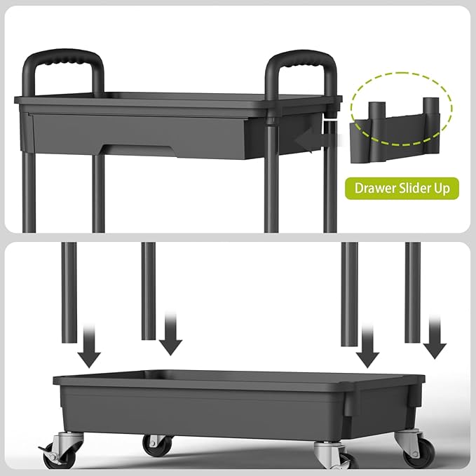 Sorgion 4 Tier Rolling Cart Organizer,Art Craft Diaper Bedside Snack Laundry Room Bathroom Organizer Narrow Thin Slim Rolling Trolley Utility Cart with Wheels for Kitchen,Office(Black)