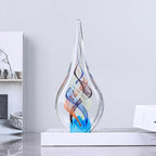 9" Tall Sculpture Hand Blown Glass Decor, Paperweight for Office Desk, Modern Glass Art Figurines Mediterranean Beach House Decor, Living Room Coffee Shelves Table Top Decoration (Colorful)