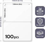100Pcs Large White Labels for Storage Bins,6x4 Inch Removable Labels,Large Labels for Blank Box,Strong Adhesive Tear Resistant No Residue Blank Labels (White)