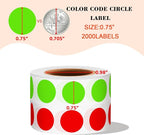 PARLAIM 2 Rolls 2000PCS 3/4" Round Circle Color-Code Dot Stickers,2 Color Style Colorful Coding Label Sticker for Home Office Classroom(Red+Light Green)