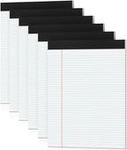 White Legal Pads 8.5 x 11 Writing Note Pads 9/32'' College Ruled & Double-Sided Printing - 30 Sheets Premium Thick Paper - 38 Lines Perforated Notepads 8.5 x 11'' 6 Pack for Office, Homework