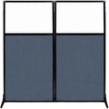 Versare Workstation Partition | Portable Wall Divider | Modern Office Cubicle | Free Standing Privacy Screen | Flexible Work Space | 66" x 70" W/Window, Ocean Fabric Panels