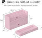Wisuce Bamboo Mail Organizer Countertop Desktop with Drawer - All-in-One Desk File Organizer with Pencil Holder (Pink)