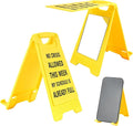 Funny Office Desk Accessories,(No Crisis Allowed This Week)Office Cubicle Decor,Desk Decor,Phone Holder Mirror Acrylic Table Signs， Team Gag Gifts for Coworker Employee Boss Lady Leader Director HR